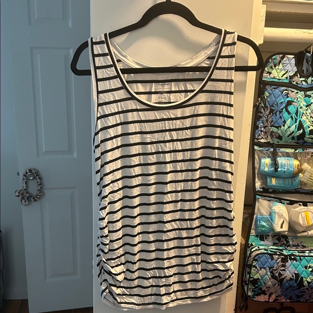 Motherhood Black and White Striped Tank Top